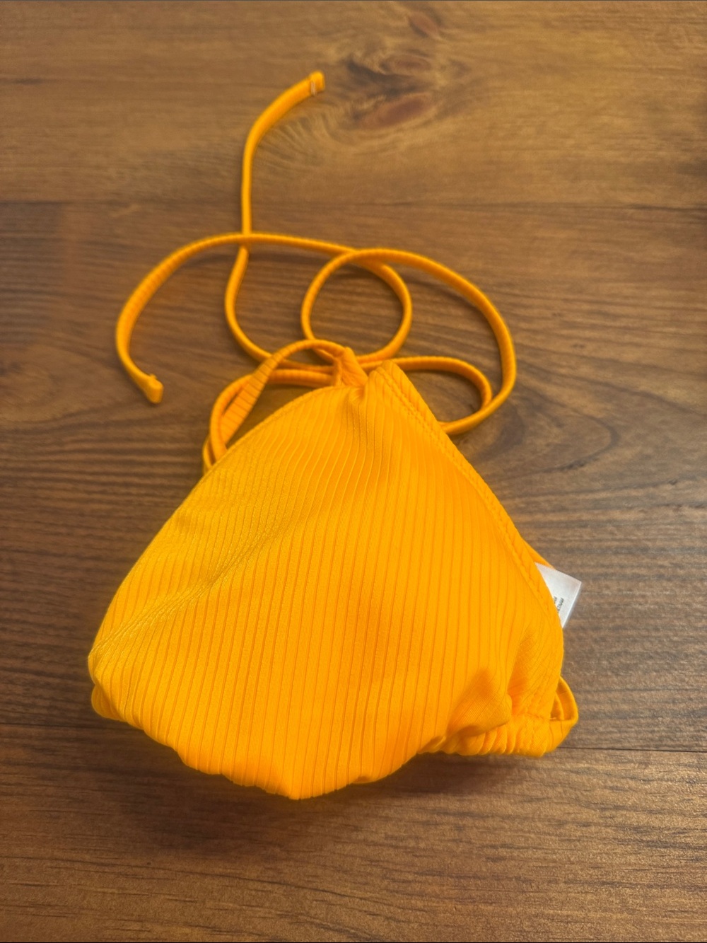 Orange Ribbed Triangle Bikini Top - Picture 9 of 9